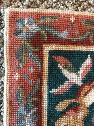 Vintage Wool Floral French Aubusson Needlepoint Tapestry Rug 8.  5 x 5.  5 3
