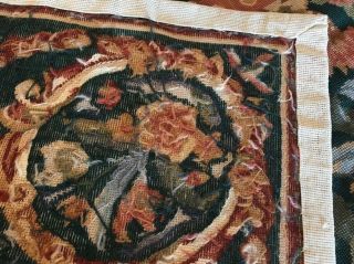 Vintage Wool Floral French Aubusson Needlepoint Tapestry Rug 8.  5 x 5.  5 4