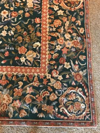 Vintage Wool Floral French Aubusson Needlepoint Tapestry Rug 8.  5 x 5.  5 5