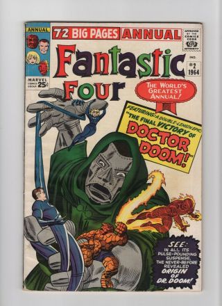 Fantastic Four Annual 2 Fn,  6.  5 Vintage Marvel Comic Key Doctor Doom Origin