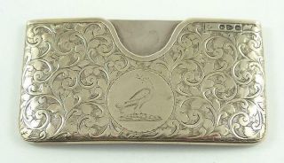 Lovely Antique Sterling Silver Greeting Card Case Hallmarked Chester 1895 - 96