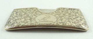 Lovely Antique Sterling Silver Greeting Card Case Hallmarked Chester 1895 - 96 4