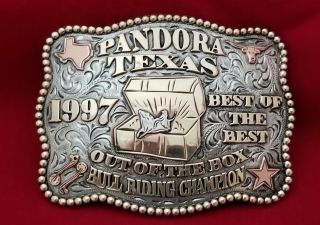 Vintage Trophy Rodeo Buckle 1997 Pandora Texas Champion Bull Rider 332