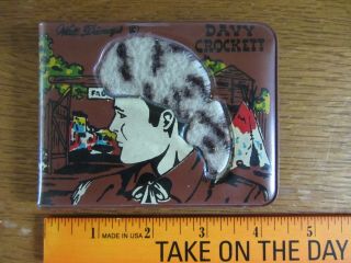Vintage 1955 Davy Crockett Wallet Billfold Walt Disney 3.  5x4.  5 Rare