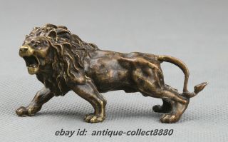 74mm Curio Chinese Bronze Exquisite Animal Domineering Influence Lion Leo Statue