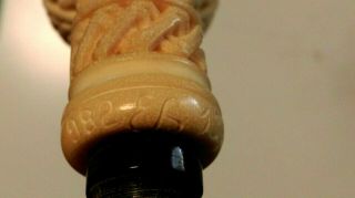 VINTAGE CARVED MEERSCHAUM PIPE WITH CASE UNSMOKED SIGNED 