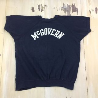 Mcgovern 1972 - Champion Vtg 70s Short Sleeve Navy Blue Sweatshirt,  Medium - Large