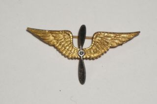 Pre Wwii Us Army Air Corps Officer Collar Insignia Pin Back Post Wwi M2898