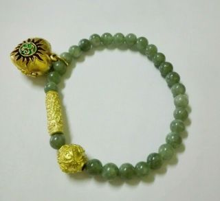 Thai Hypnotic Sanae Takrud Yant Wax Stone Bracelet Charm Luck Wealth Amulet