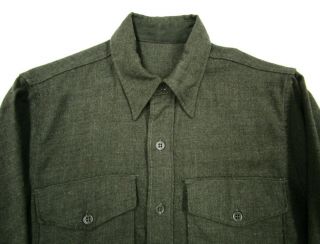 Vtg 1950s Us Army Wool Flannel Shirt M2 Sz M Korea Ww2 Field Og