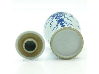 Fine Chinese blue & white porcelain vase with cover 5