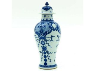 Fine Chinese blue & white porcelain vase with cover 6