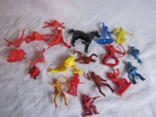 Vintage Toy Plastic Cowboys And Indians Figures Marx & Others 1960s