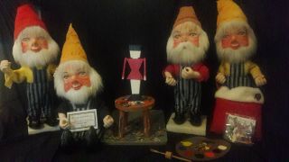 Animated Peppermint Gnome Elf Set Telco Hamberger Rare.  Look
