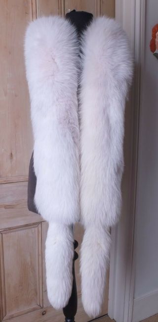 Magnificent Real Fur Vintage Natural Arctic Fox Scarf Stole.