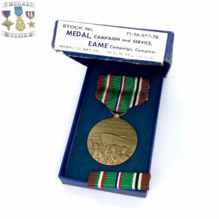Wwii Army European African Middle Eastern Campaign Medal Ribbon Bar Box Ww2