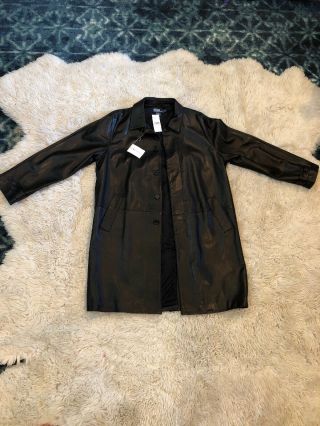 Nwt Vintage Polo Ralph Lauren Soft Black Leather Long Duster Jacket Mens Large