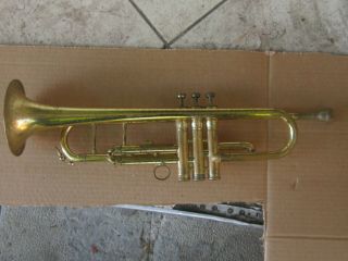 Rare Vintage French Bb Trumpet Gaudet France A.  Courtois Golden Color To Restore