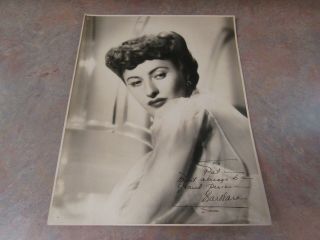 Vintage Barbara Stanwyck Signed Sepia Photo 13 1/2 " X 10 3/4 "