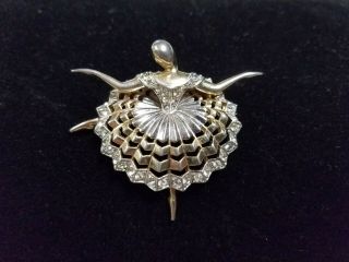Vintage Gorgeous BOUCHER signed & numbered BALLERINA Brooch Pin Gold/Silver Tone 2