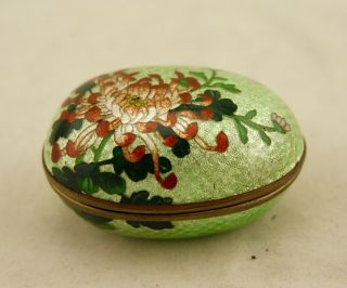 Meiji Japanese Antique Wired Ginbari Cloisonne Enamel Egg Shaped Lidded Box