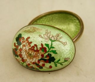 Meiji Japanese Antique wired Ginbari Cloisonne enamel egg shaped lidded box 2