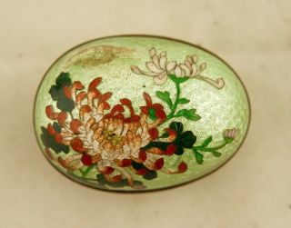 Meiji Japanese Antique wired Ginbari Cloisonne enamel egg shaped lidded box 3