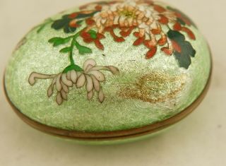 Meiji Japanese Antique wired Ginbari Cloisonne enamel egg shaped lidded box 5