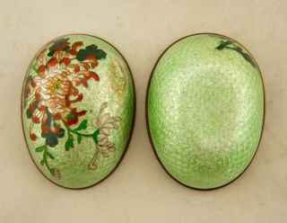 Meiji Japanese Antique wired Ginbari Cloisonne enamel egg shaped lidded box 7
