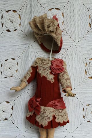Wool dress and hat for antique baby doll 16 . 2