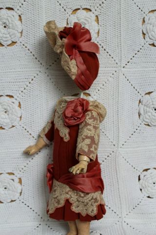 Wool dress and hat for antique baby doll 16 . 3
