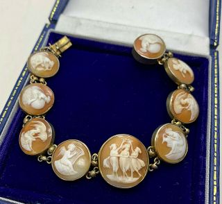 Vintage/antique Jewellery Stunning Sterling Silver Shell Cameo Bracelet