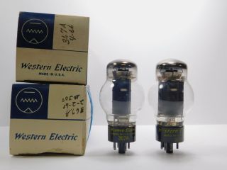 Western Electric 367a Matched Vintage Black Plate Tube Pair Nos (test 118)