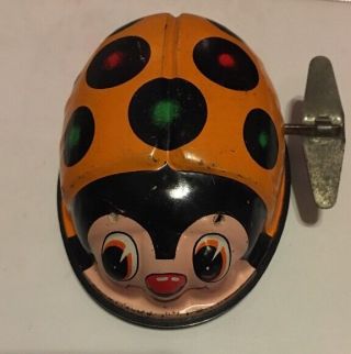 Vintage Tin Litho Wind - Up Ladybug Toy By Toy Hero Made In Japan