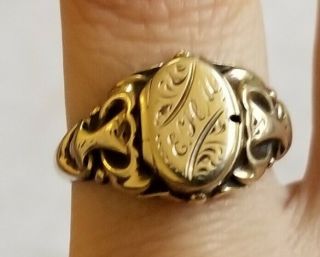 Antique Victorian Mourning Hair Locket Ring