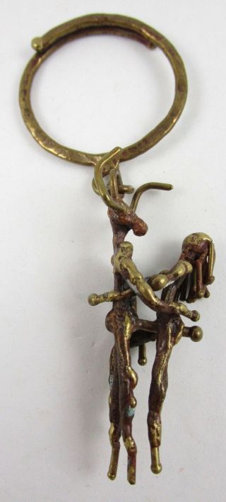 Unusual Pal Kepenyes Brutalist Satyr & Nymph Erotica Brass Key Chain Pendant
