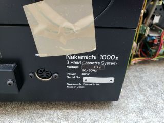 Vintage Nakamichi 1000 II 3 Head Studio Class Cassette Deck 117v 50/60hz 8