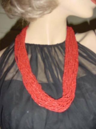 Vintage Estate Gorgeous Natural Red Coral Seed Bead 24 Strands 26 " 1339