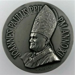 Italian Silver Medal Medaglia Annuale Del Pontificato Anno Xii 20th Century 1990