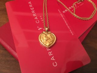 Solid 18ct Gold - Rare - Carrera Y Carrera Romeo And Juliet Pendant And Necklace