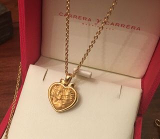 Solid 18ct Gold - Rare - Carrera y Carrera Romeo And Juliet Pendant And Necklace 5