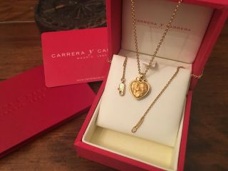 Solid 18ct Gold - Rare - Carrera y Carrera Romeo And Juliet Pendant And Necklace 8