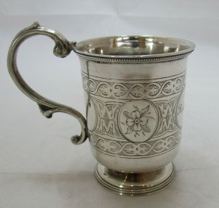 Antique Victorian Sterling Silver Christening Mug,  1865,  Gu,  104 Grams