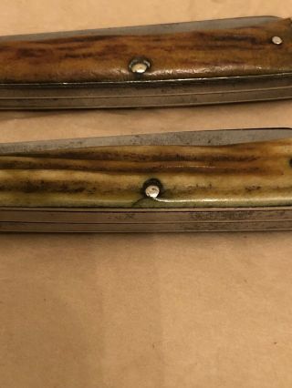 Vintage Case XX Stag Trapper Set Of 2” Knives “ 1940 - 1964 SOLID TIGHT 5254 10