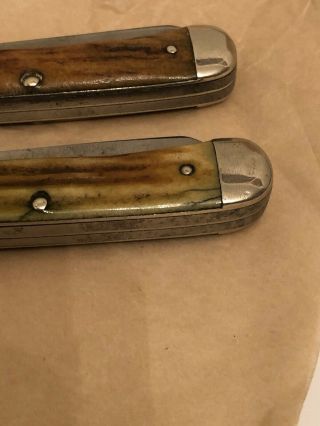 Vintage Case XX Stag Trapper Set Of 2” Knives “ 1940 - 1964 SOLID TIGHT 5254 11