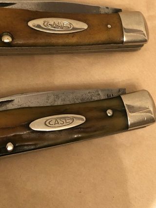 Vintage Case XX Stag Trapper Set Of 2” Knives “ 1940 - 1964 SOLID TIGHT 5254 12