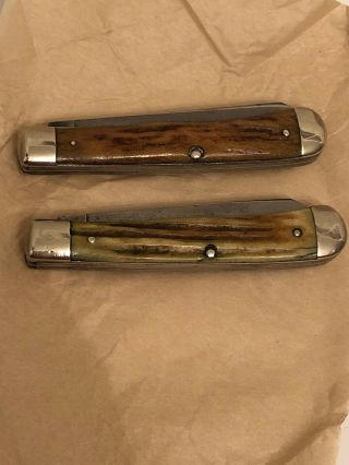 Vintage Case XX Stag Trapper Set Of 2” Knives “ 1940 - 1964 SOLID TIGHT 5254 2