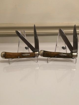 Vintage Case XX Stag Trapper Set Of 2” Knives “ 1940 - 1964 SOLID TIGHT 5254 3
