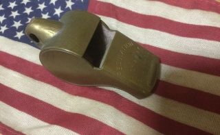 Vintage Ww Ii Regulation Brass Army Whistle Cork Ball