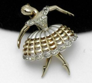 Rare Boucher Gold Ballet Of Jewels Columbine Female Ballet Dancer Brooch Pin1949